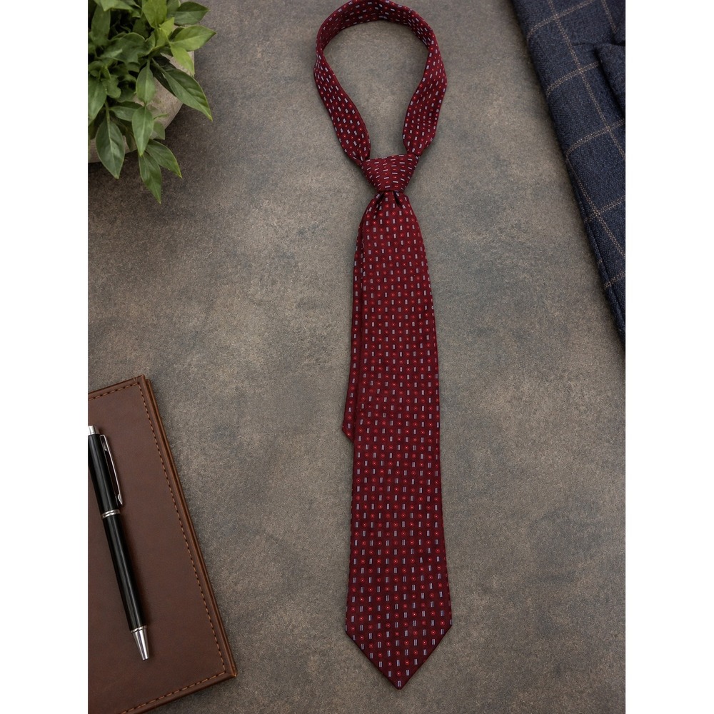 Daniel Cremieux Silk Tie Mens Maroon Geometric Archive Collection
